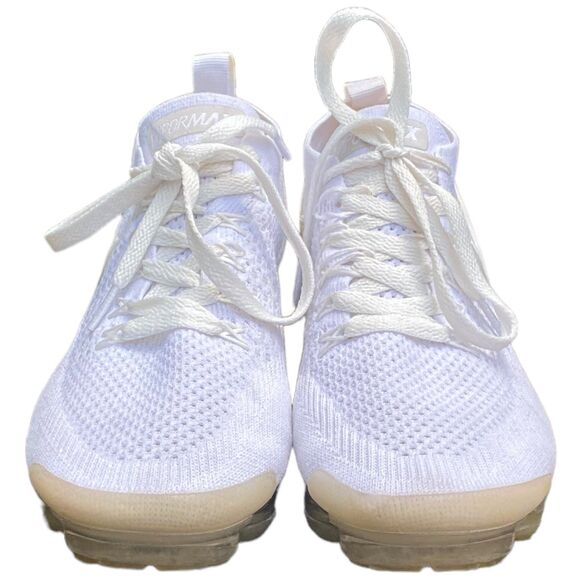 Nike Air Vapormax FlyKnit 2 Women's size 8 triple White Pure Running Shoes - Picture 2 of 12